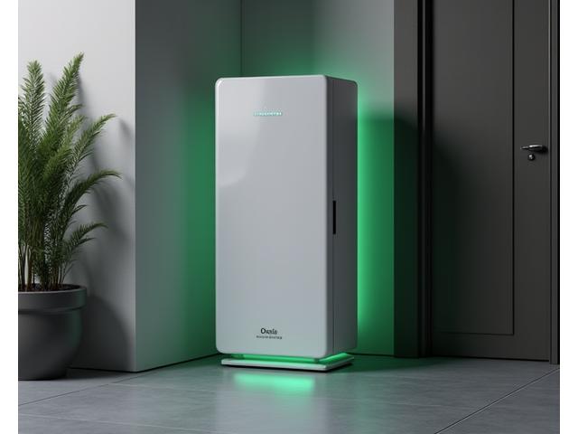 A sleek home battery storage system with integrated smart controls in a modern home